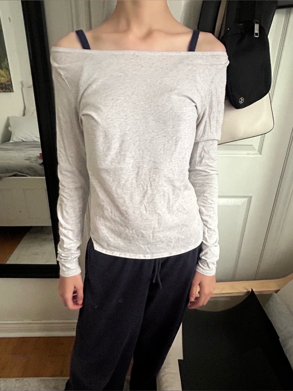 GARAGE Light Gray Long-Sleeve Boatneck Women's Top